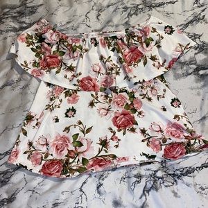 Floral off shoulder cropped shirt. Only worn once.